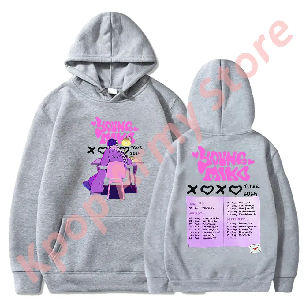 Young Miko XOXO Tour Merch Hoodies Rapper New Logo Pullovers Women Men Fashion Casual HipHop Style Sweatshirts