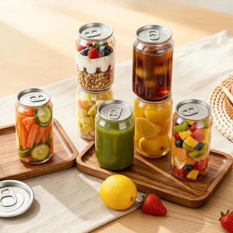 10/15/30Pcs Pull Lid Storage Bottles Clear PET Containers Food Grade Beverage Cups Water Juice Coffee Transparent Packaging Cans