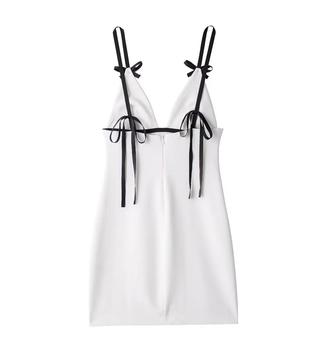 Tangada 2024 Summer Women Strap Bow Dress Zipper Female Sexy Mini Dress 3H0460