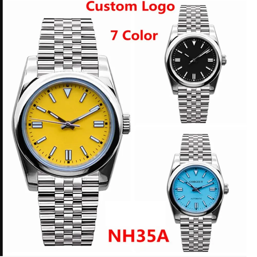 

Custom Logo 36MM/39MM Men Watches Corgeut NH35 Mechanical Watch Jubliee Strap Luminous Sapphire 10Bar Reloj Sport Male Clock