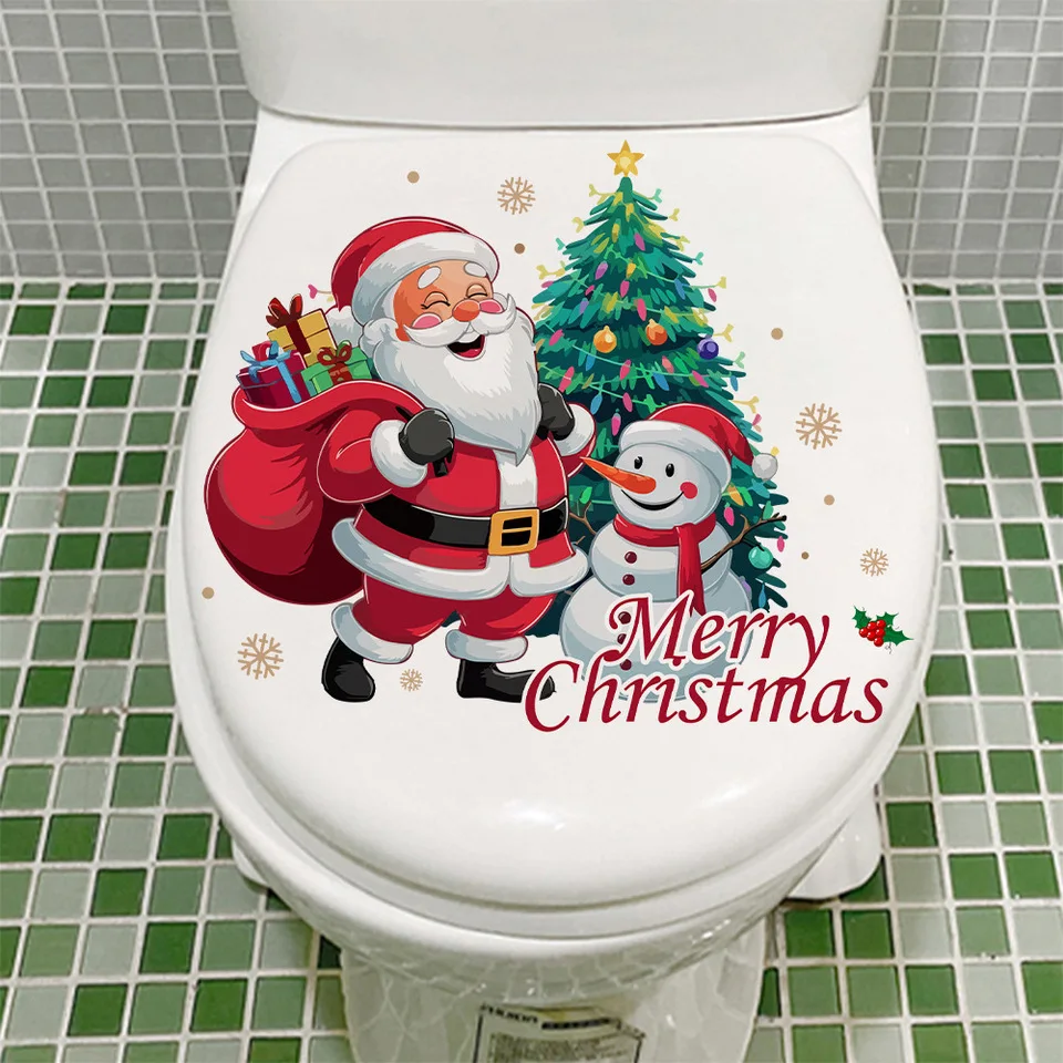 New Creative Gift Delivery Santa Claus Christmas Festival Stickers Room Living Room Bathroom Bedroom Toilet Wall Ceramic Tile Be