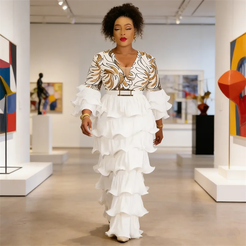 

Африканские платья для женщин: вечерние, свадебные, праздничные наряды с пайетками и оборками, в стиле Анкара, дашики, кафтаны, африканская одежда, платья-вестидос