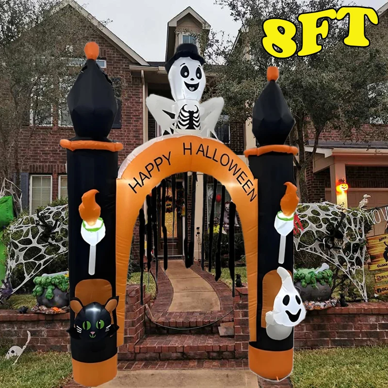 Halloween Inflatable Arch Toys Model Built-in LED Light Pumpkin Prop Outdoor Indoor Home Garden Party Terror Decoration