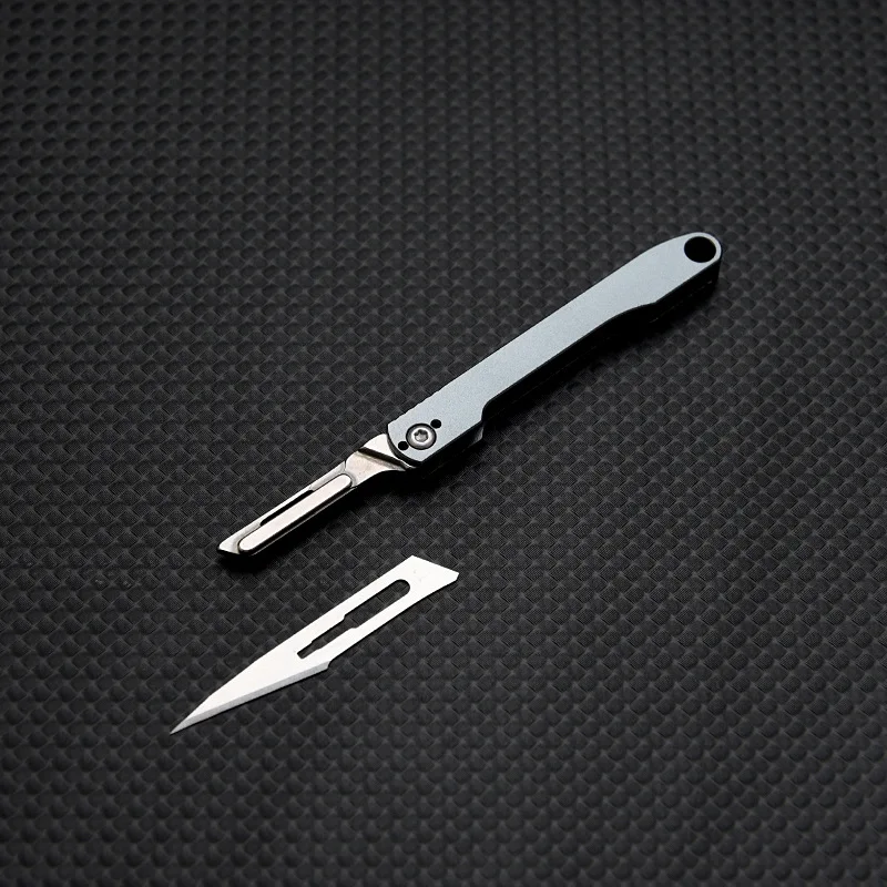 Mini Titanium Alloy Scalpel Folding Knife Keychain Pocket Utility Knife Selfdefense Tool Replaceable NO11Blade EDC Survive Gadge