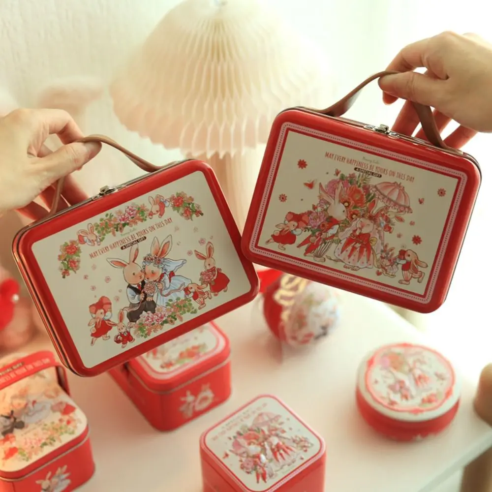 Cute Cartoon Bunny Suitcase Jewelry Case Candy Storage Boxes Wedding Gift Packaging Box Biscuit Storage Box