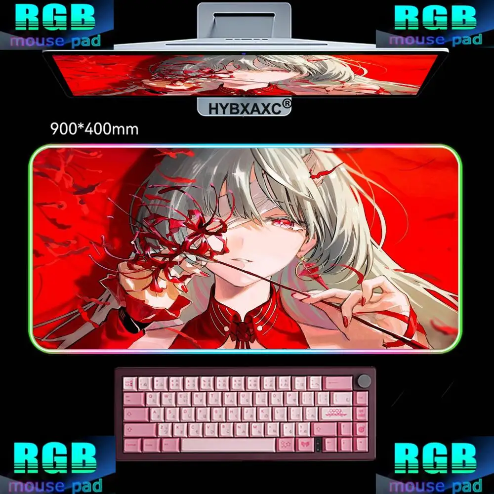 

Cute Wuthering Waves Phrolova Mouse Pad Anime Gaming Mouse Pad RGB Desk Mat Natural Rubber Desktop XXL Desktop Decorative Carpet