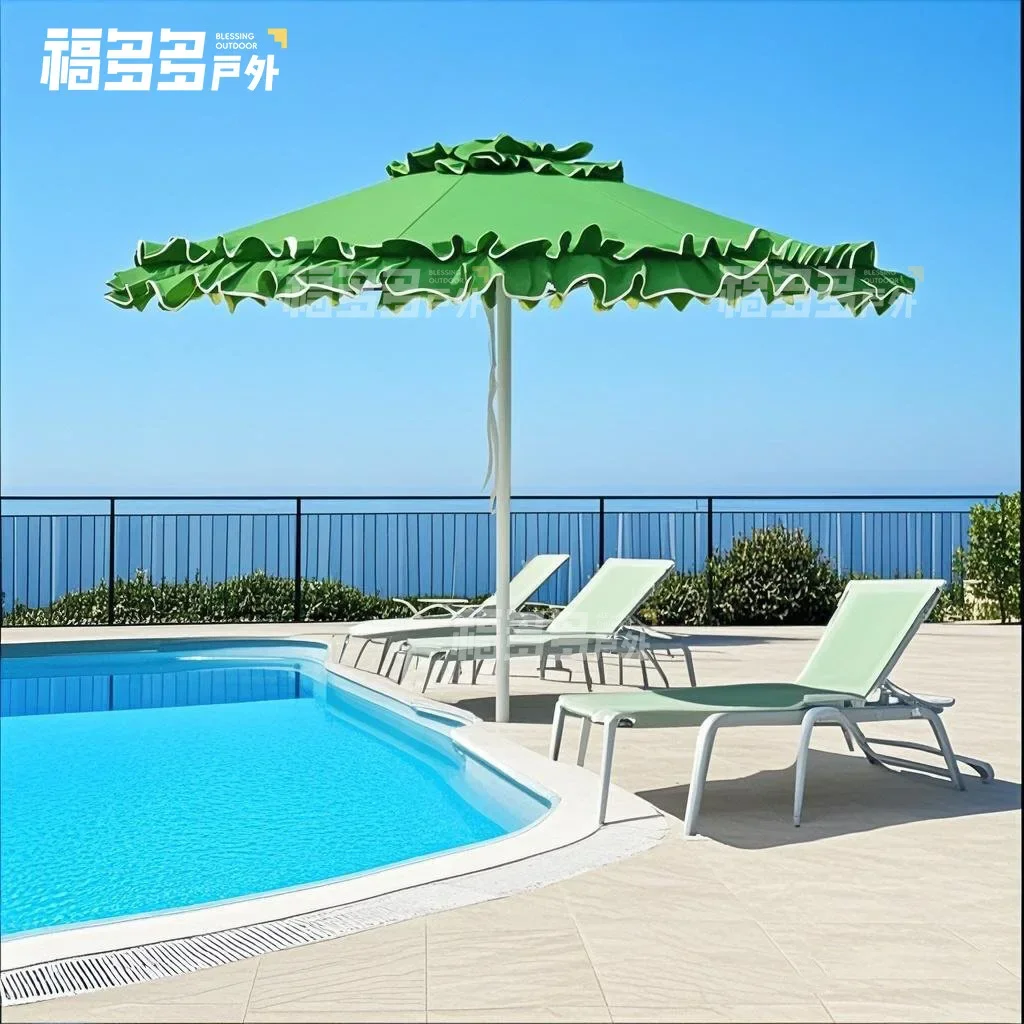 Factory direct sales rose lace aluminum alloy middle column garden umbrella custom free design swimming pool
