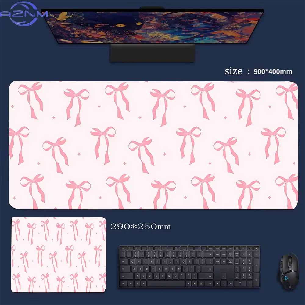 Extra large pink gaming mouse pad Art design non-slip rubber foundation 40x90 precision stitching edge  mat for gamers office