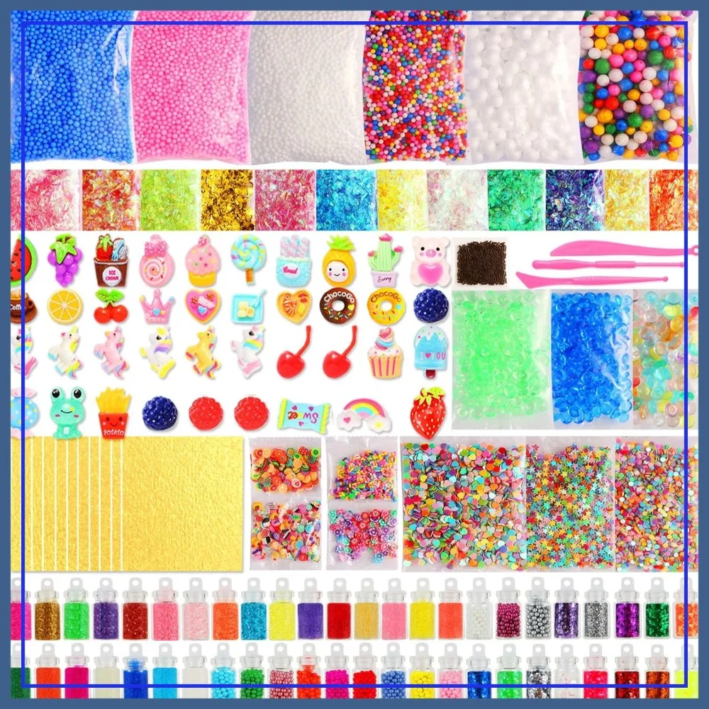 

Slime Mix-Ins Craft Kit: Charms, Glitter, Foam Balls, Sequins – DIY Accessories