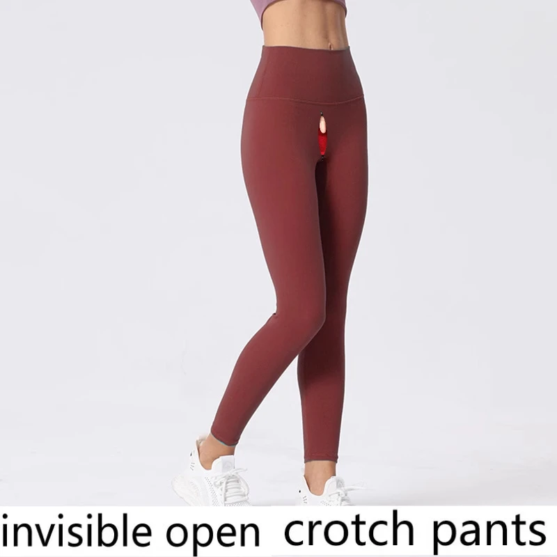 Invisible Seamless Open Crotch Pants High Waist Nude Feeling Yoga Leggings Women's Peach Hip Fitness Outdoor Sex Dating