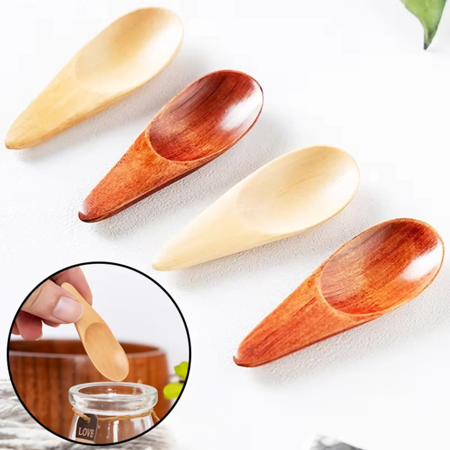 Wood Mini  Tea Spoon Short Handled Condiment Scoop Flatware Coffee Tea Small Sugar Spoon Coffee Spoon Kitchen Gadgets Tea spoon