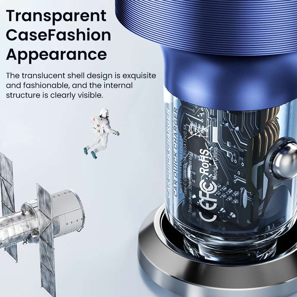 شاحن سيارة tooki-USB مع إضاءة ليد ، كابل من النوع C ، شحن سريع ، 60 واط ، PD ، QC3.0 ، شاومي ، سامسونج ، آيفون 15 برو