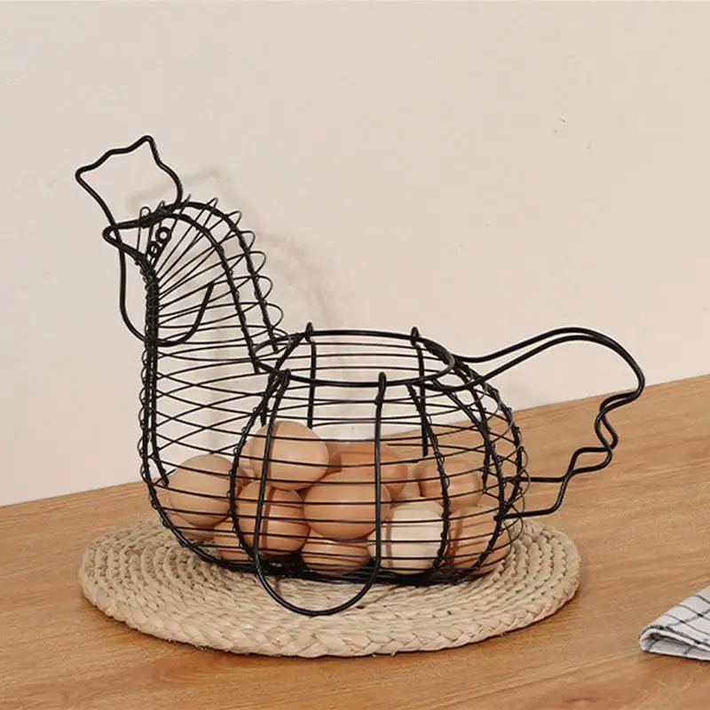 Egg Basket For Collecting Eggs Chicken Shaped Wire Egg Basket Large Capacity Gathering Basket Practical And Multifunctional For