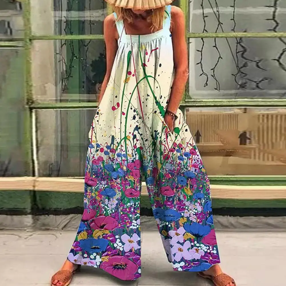 

Beach Jumpsuit Boho Summer Jumpsuit Summer Suspender Stylish Suspender Pockets Jumpsuit