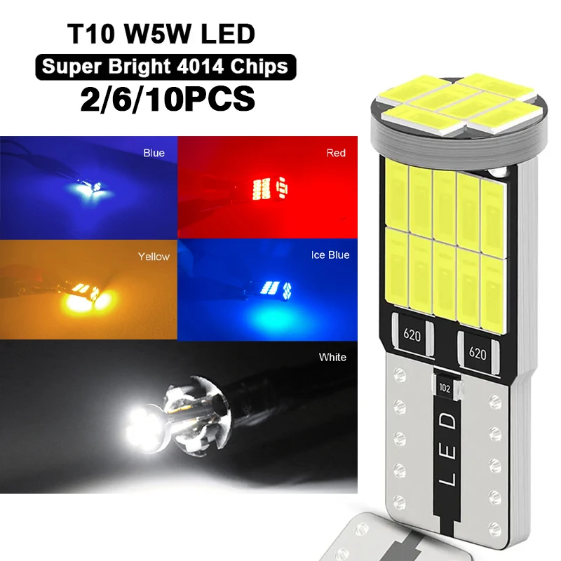 2/6/10pcs W5W T10 Lâmpada Led Canbus 26SMD 4014 Chip 168 194 501 5w5 Interior Do Carro Cúpula Leitura Matrícula Luzes Sinal Lâmpada 12V