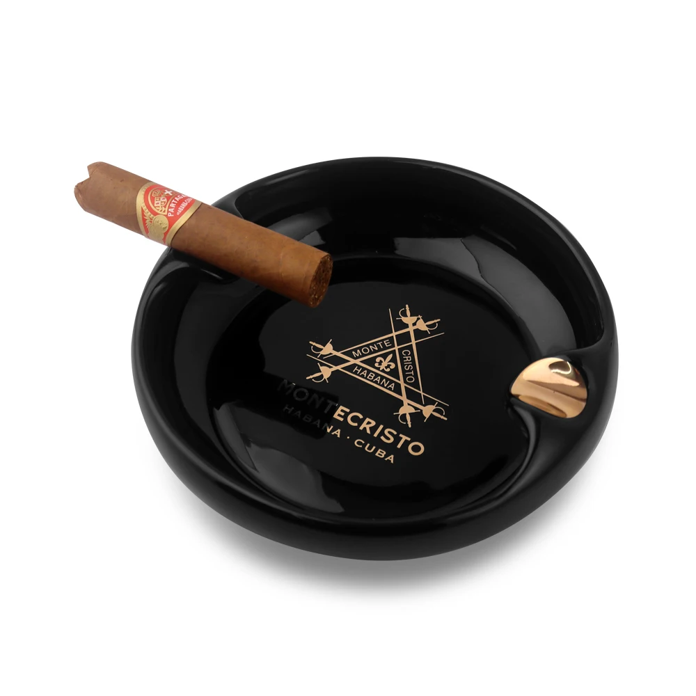 Ceramic Cigar Ashtray 2 Slots Round Ashtray Creative Personality Custom Trend European Ashtray Home Dear Smoking Accessories