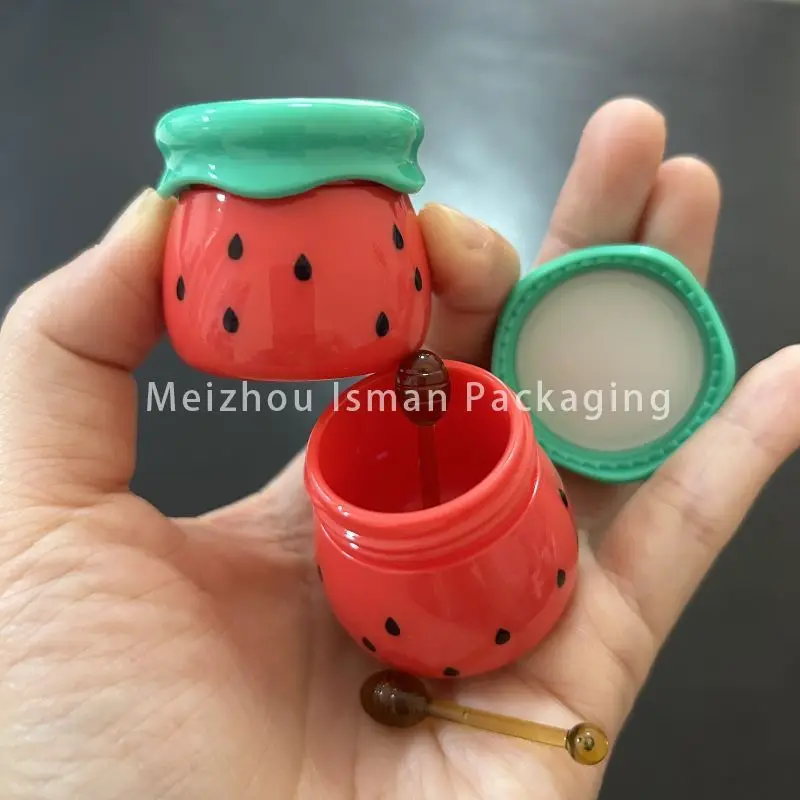 

50Pcs empty Refillable travel bottles lip balm container packing lip mask jar cute lip scrub container with spoon brush 8g