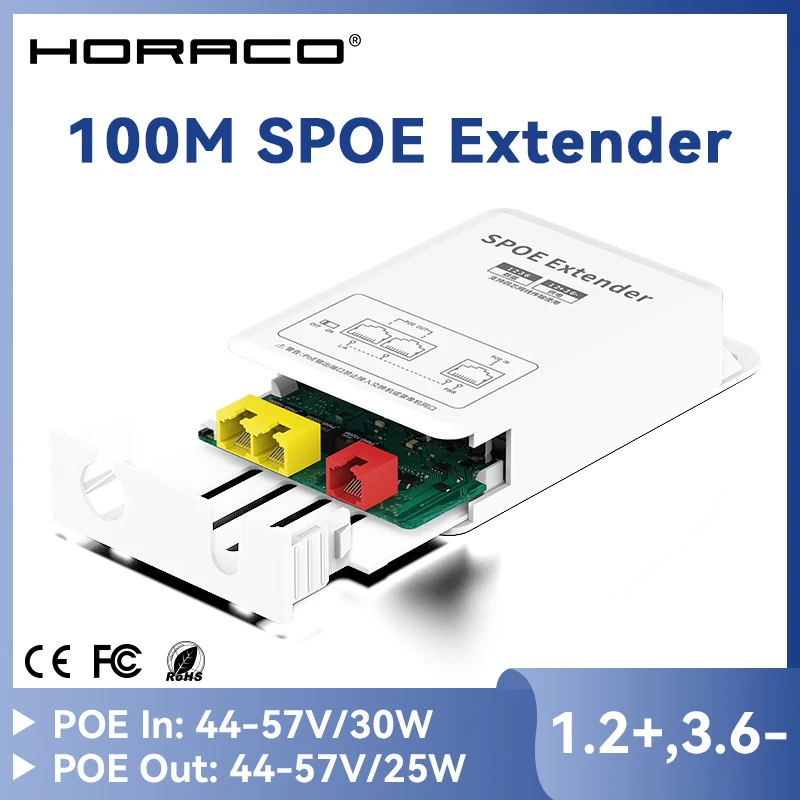 

HORACO 3-портовый пассивный POE-удлинитель 100 м, уличный, влагозащищенный POE-ретранслятор, пассивный, выход 44-57В 30Вт