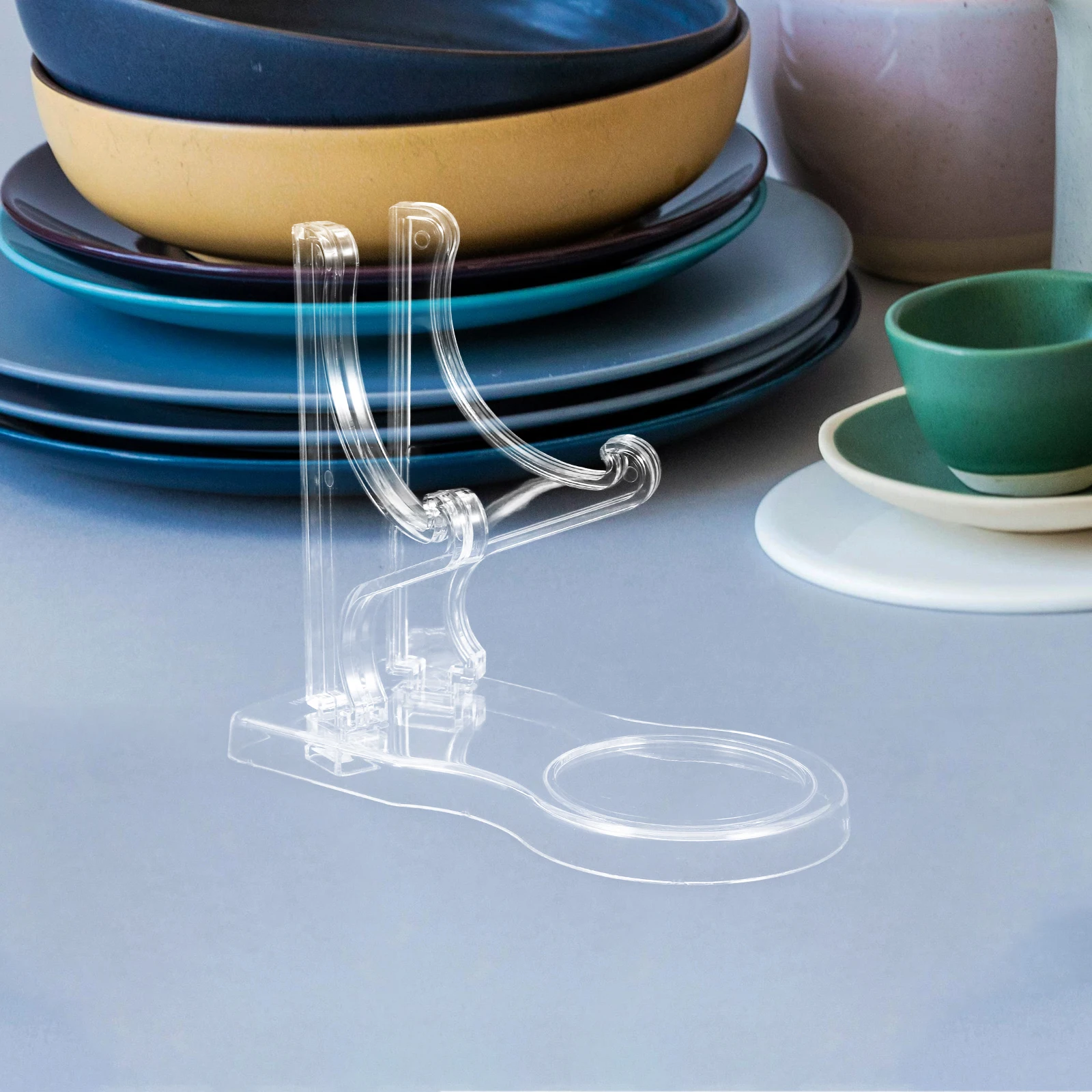 

Multifunctional Transparent Acrylic Display Stand Cup Saucer Rack Organizer Plate Holder Easels For Kitchen Dining Room