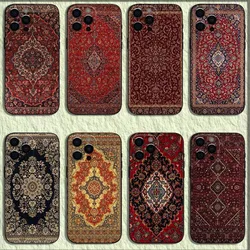 Persian Carpet Floral Pattern Phone Case For iPhone 16,15,14,13,12,11,Pro,X,XS,Max,XR,Plus,Mini Soft Black Cover