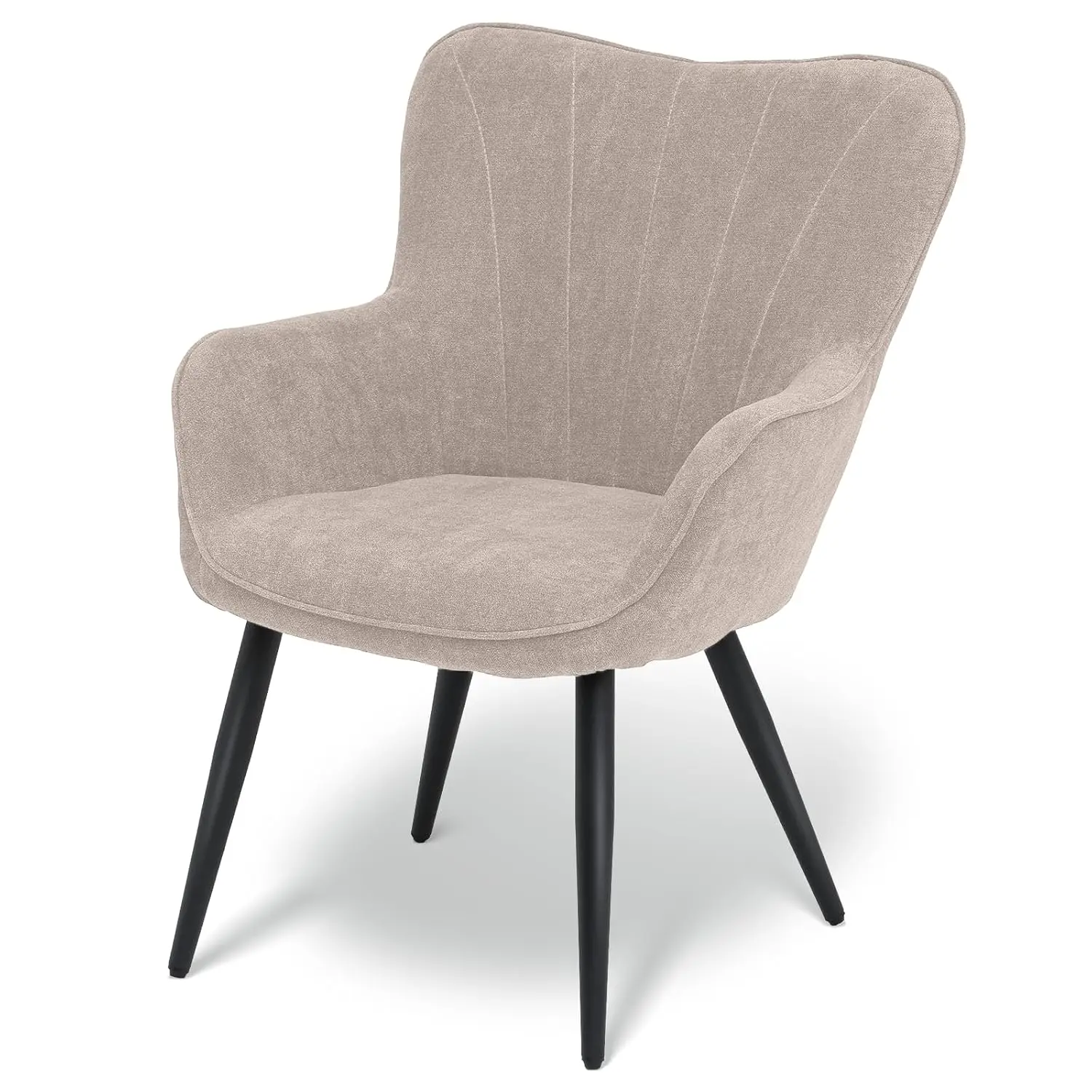 

Accent Chair, Modern Elegant Comfy Armchair Upholstered Vanity Chair With High Curved Back And Metal Legs, Shell, Customized
