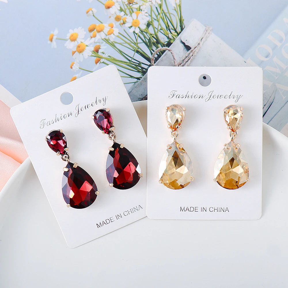 JURAN Luxury Water Drop Statement Crystal Dangle Earrings for Women Simple Earring Vintage Jewelry Accessories 2023 Trend New