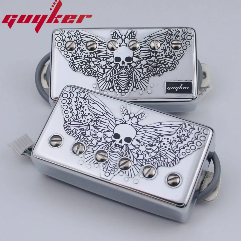 1 Set GUYKER Alnico Humbucker Pickup LP Guitar Chrome Surface Gear Pattern/Eagle/Wings Chart Guitar Pickup