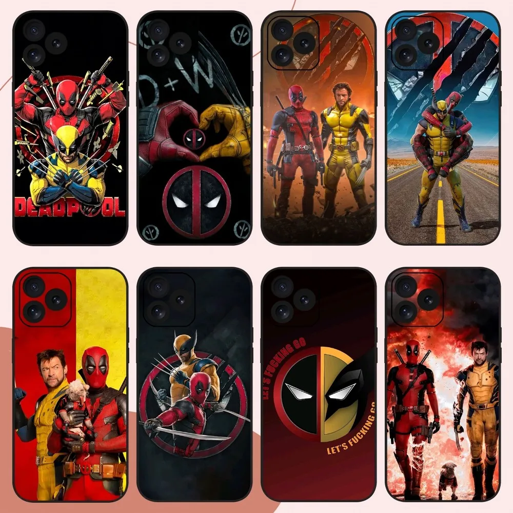 MINISO Deadpool W-Wolverine Phone Case For iPhone 14 15 8 11 12 13 XS Mini X XR PRO MAX Plus Cover