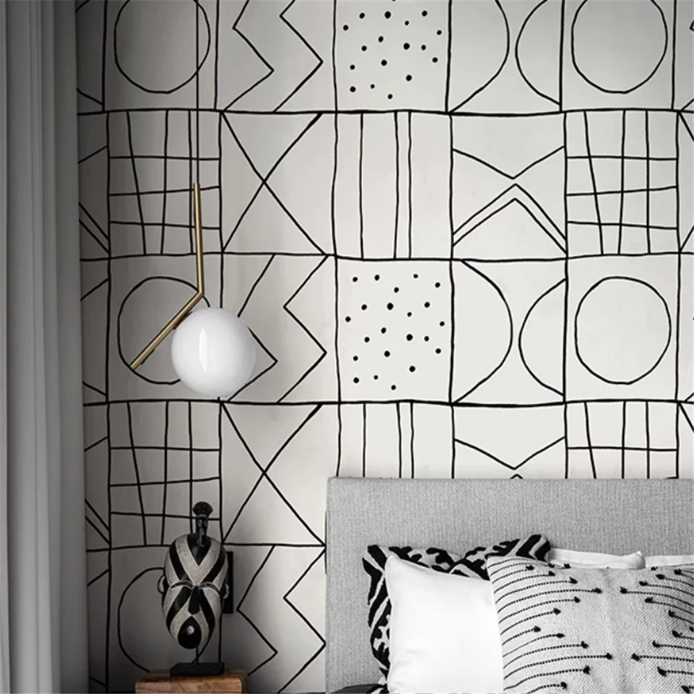 Custom White geometric wallpaper living room expansion space mural wall covering living room bedroom studio wallpaper background