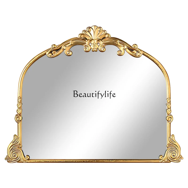

French Vintage Bathroom Makeup Mirror American Carved Wash Table Makeup Mirror