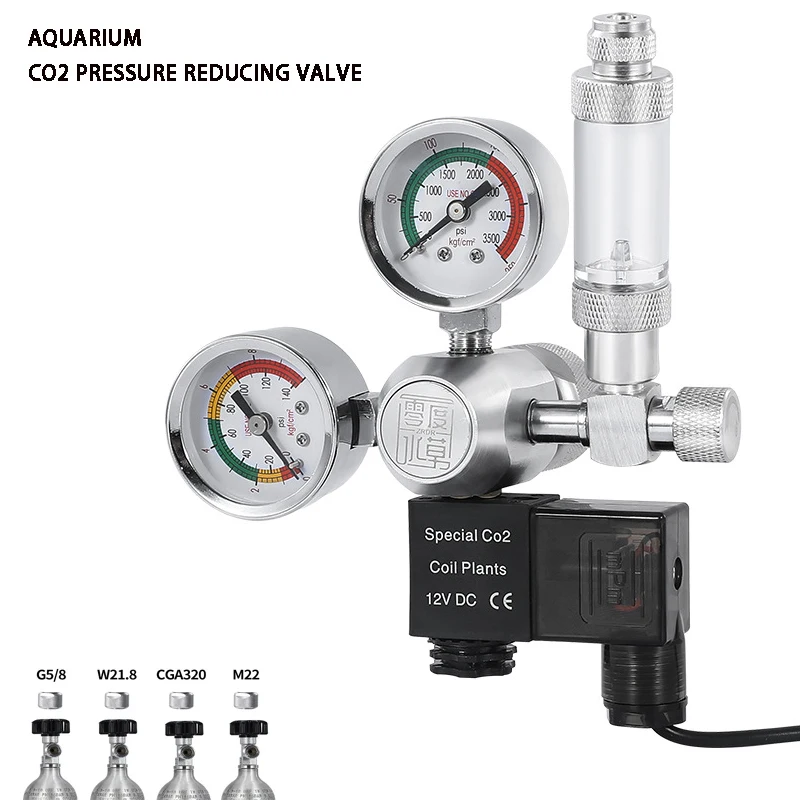 ZRDR DIY Aquarium CO2 Regulator Magnetic Solenoid Kit Check Valve Fish Tank Accessories CO2 Control System Reactor Generator Set