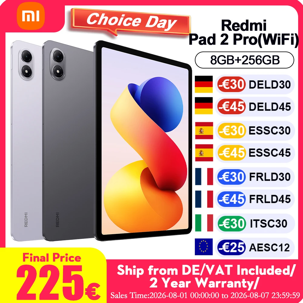 Global Version Xiaomi Redmi Pad 2 Pro Wifi 8+256GB 12.1 Inch 2.5K Crystal-clear Certified Eye-care Display Quad Speakers Massive 12000mAh (typ) Battery Tablet PC
