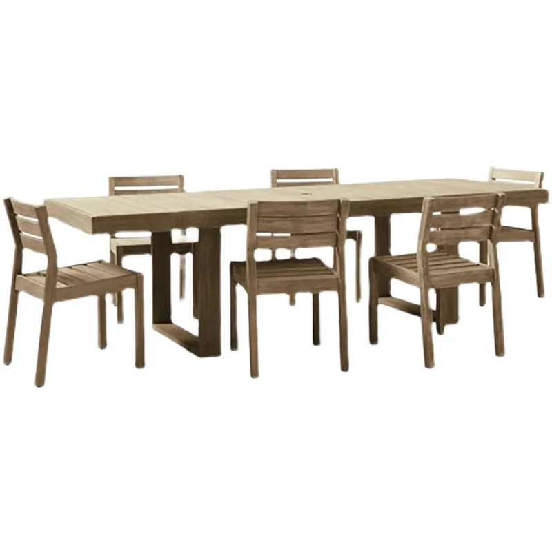 Outdoor anticorrosive teak dining table and chair courtyard villa outdoor garden waterproof and sun-proof old