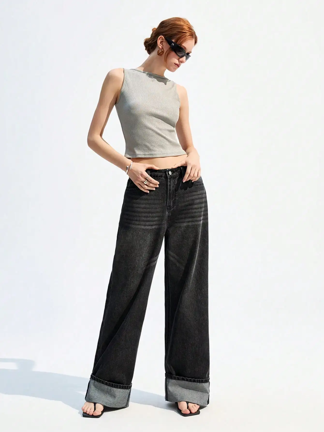 Y2K – jean rétro de style américain, taille haute, amincissant, jambe droite, décontracté, ample, lavé à l'eau, pantalon long