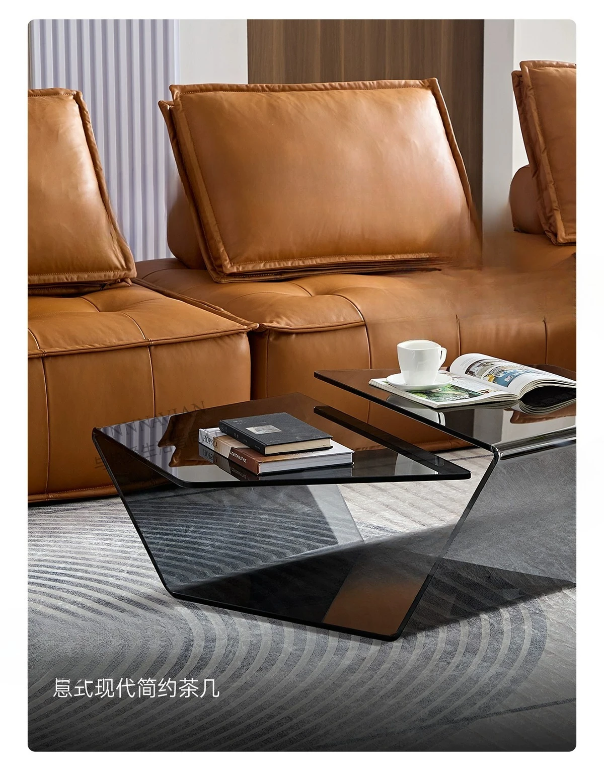 Italian-style creative special-shaped glass coffee table, modern simple artistic home tea table