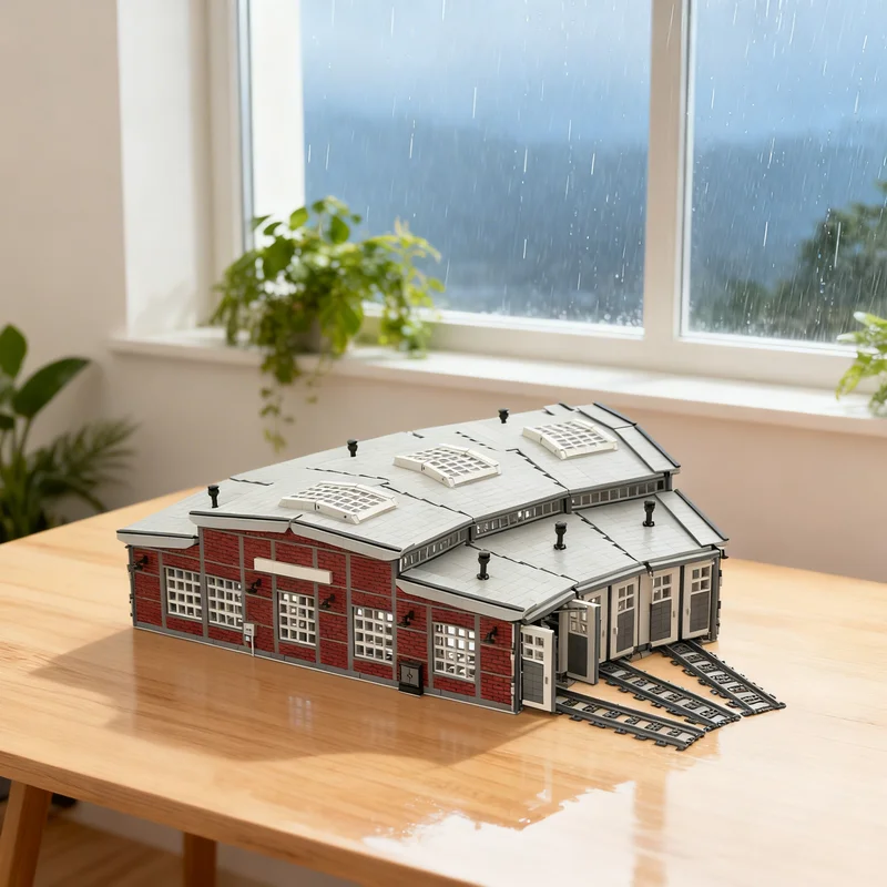 

6796 деталей MOC: Модель поезда Ringlokschuppen с вращающимся платформой, конструктор, креативный подарок, декор для демонстрации, сборка, премиум-качество