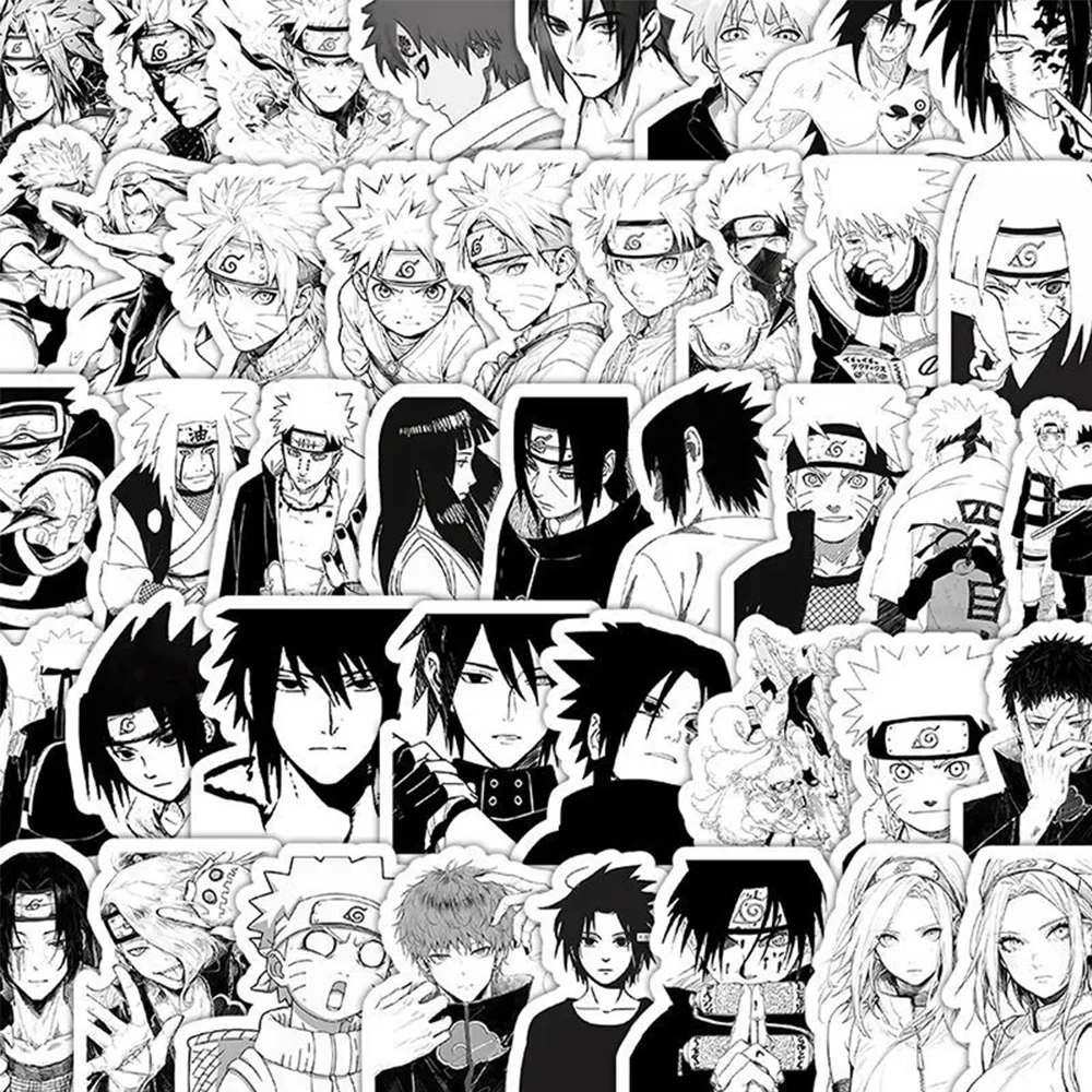 10/30/50/103pcs Classic Anime NARUTO Stickers Black White Graffiti Sticker Phone Laptop Luggage Cool Cartoon Decals Decorations