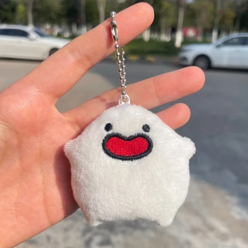 Cute Soft Walla Walla Plush Keychain New Kawaii Ghost Doll Charm Creative White Round Accessory Pendant Bag Pendant Gifts