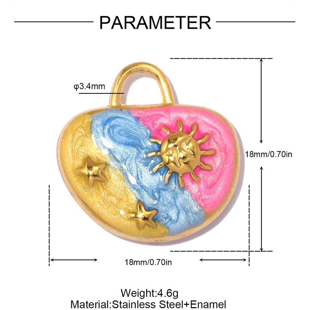 Trendy Sparkling Powder Dripping Oil English Stainless Steel Pendant DIY Charm Making Necklace Bracelet Accessories Wholesale