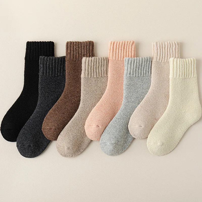 

Autumn and Winter New Wool Women's Mid-tube Socks Women's Floor Sleeping Socks Plus Fleece Thickened Warm Wool Socks