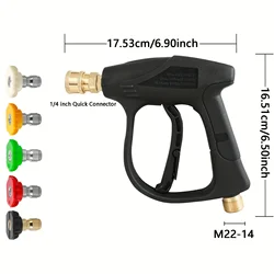 1Pcs Aluminium High Pressure Washer Gun 5Pcs Connectors Set Portable Fan Shaped Water Gun Car Cleaning Tool