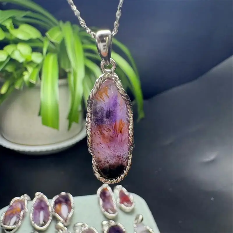 

S925 Natural Auralite Quartz Freeform Quartz Pendant Women Men Jewelry Fashion DIY Necklace Fengshui Gift 1PCS