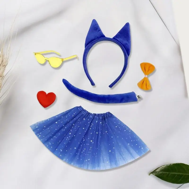 634C Play Play Play Roupet Faixa da cabeça Tail Bowtie Skirt Glove óculos) Kid adult Halloween Animal Costume Acessório