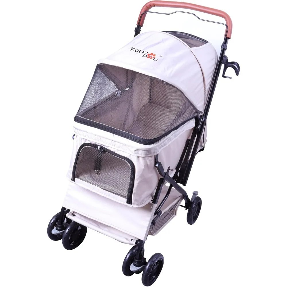 

Pet Stroller (4 Wheels for Cats and Dogs) for Small and Medium Pets up to 33 lbs.Khaki