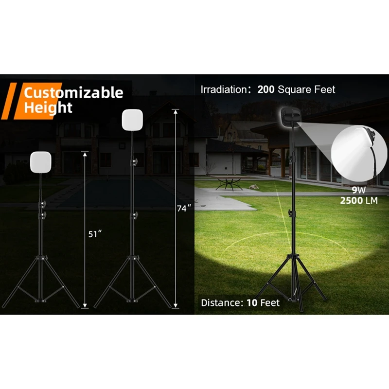 Luces de Camping con Control remoto, luces de Camping con soporte de 3200K-7500K, luces de campo para exteriores, luces colgantes para exteriores