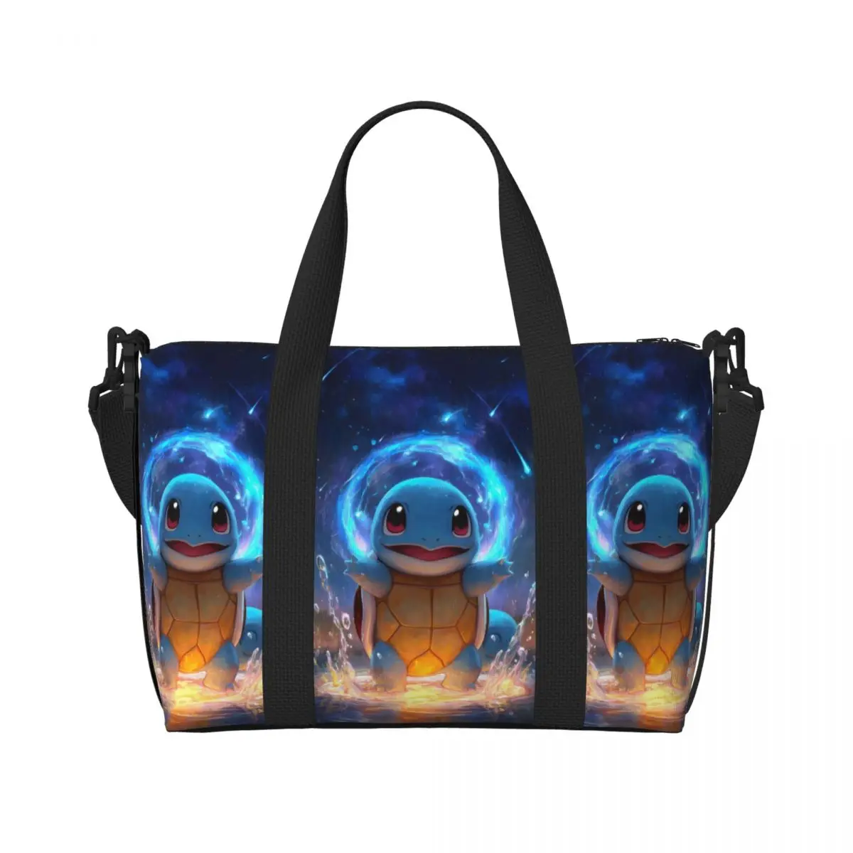

Изготовленная на заказ большая сумка Squirtles для женщин, большая вместимость, аниме, тренажерный зал, пляжные дорожные сумки