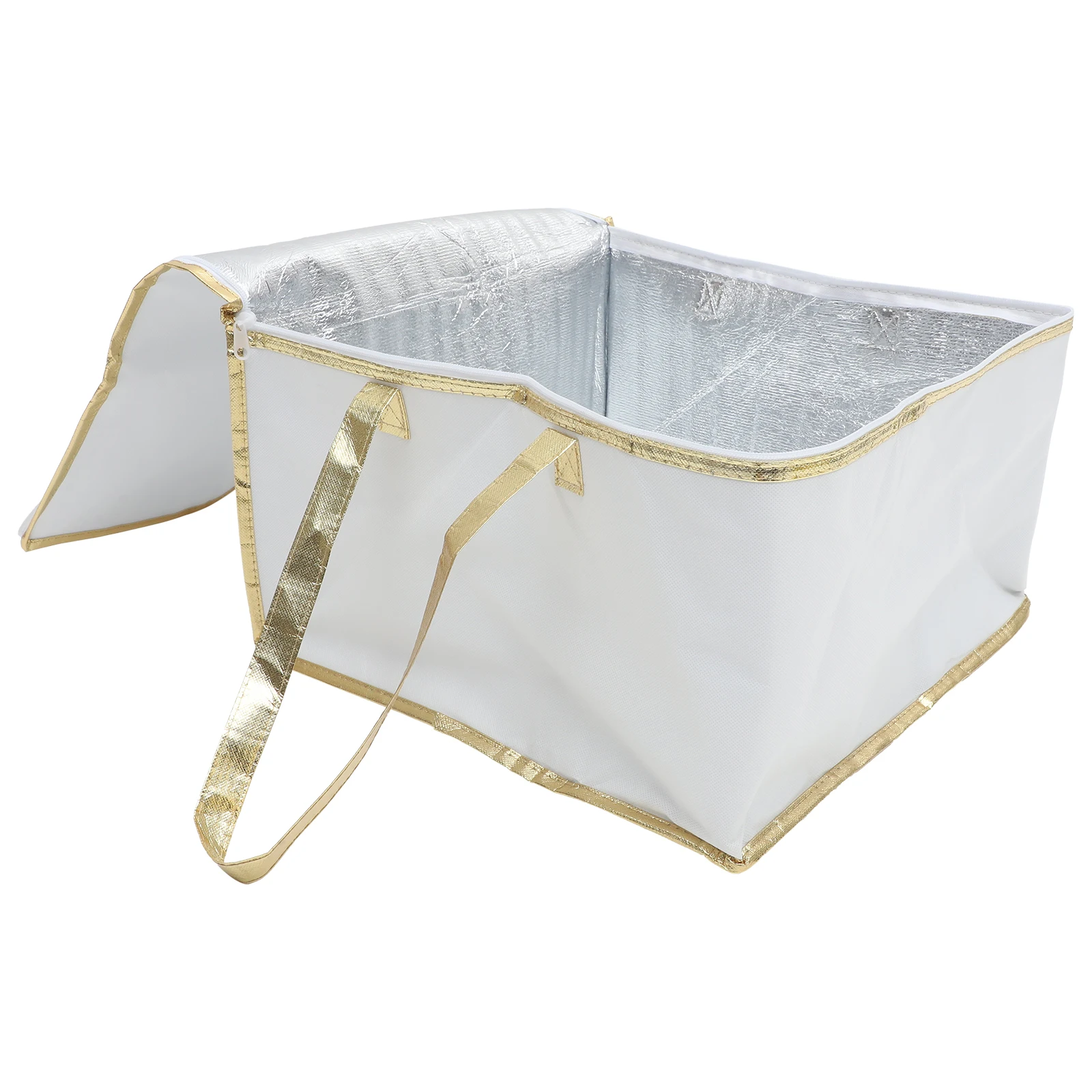 

Insulated Food Bag 12 Inch White 41x41x22cm Single Layer Heat Preservation Shopping Bag for Travel Storage