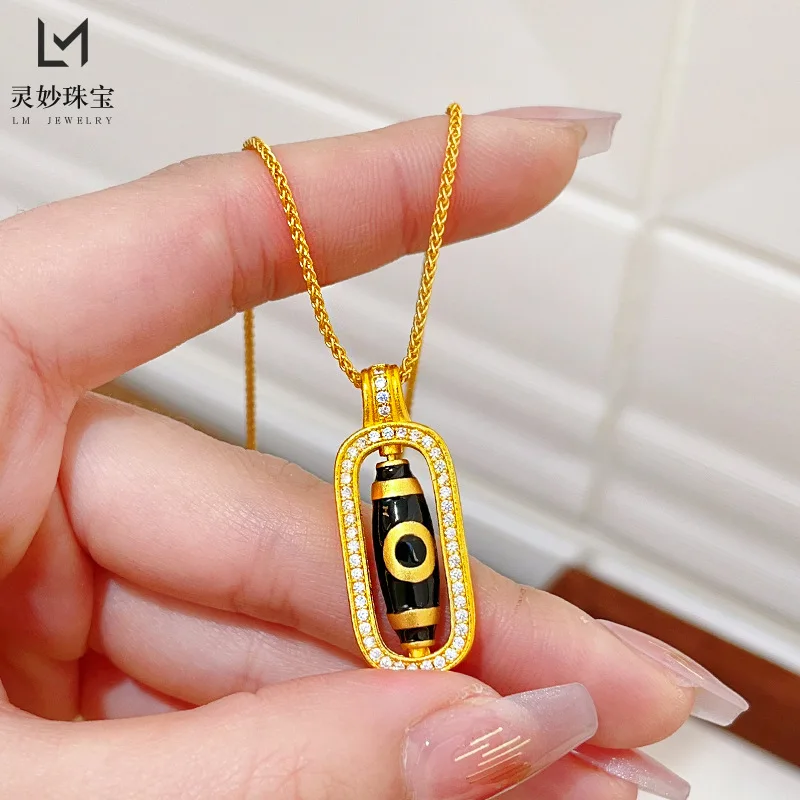

Gold shop 9999 24K real gold enamel dot diamond diaper beads can be rotated when running pendant pendant fashion gift