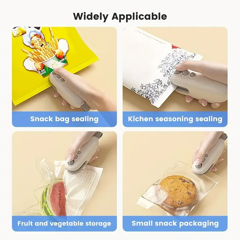 Перезаряжаемый мини-запаювач пищевых пакетов 2 в 1, машина для термосварки и резки, компактный пластиковый упаковщик для закусок для чипсов, гаек