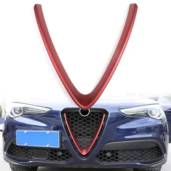 Car Front Bumper Air Grille Trim Red Carbon Fiber For Alfa Romeo Stelvio 2017 2018 2019 2020 2021